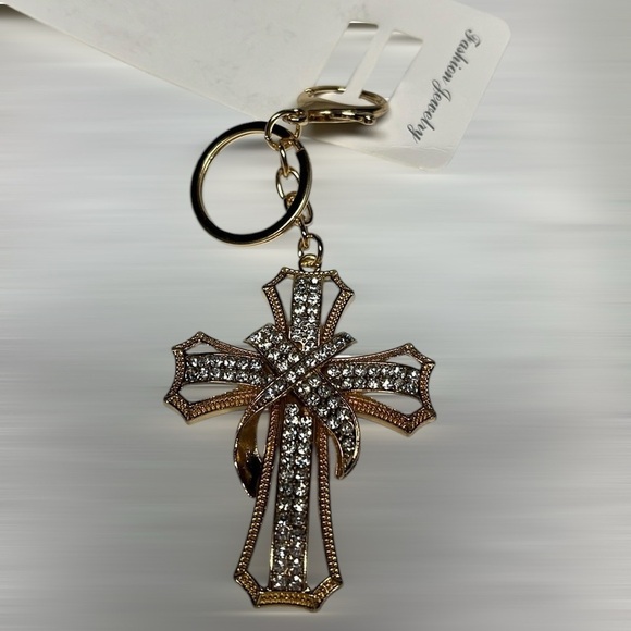 Cross Key Ring Chain, Bag Charm - Picture 8 of 8